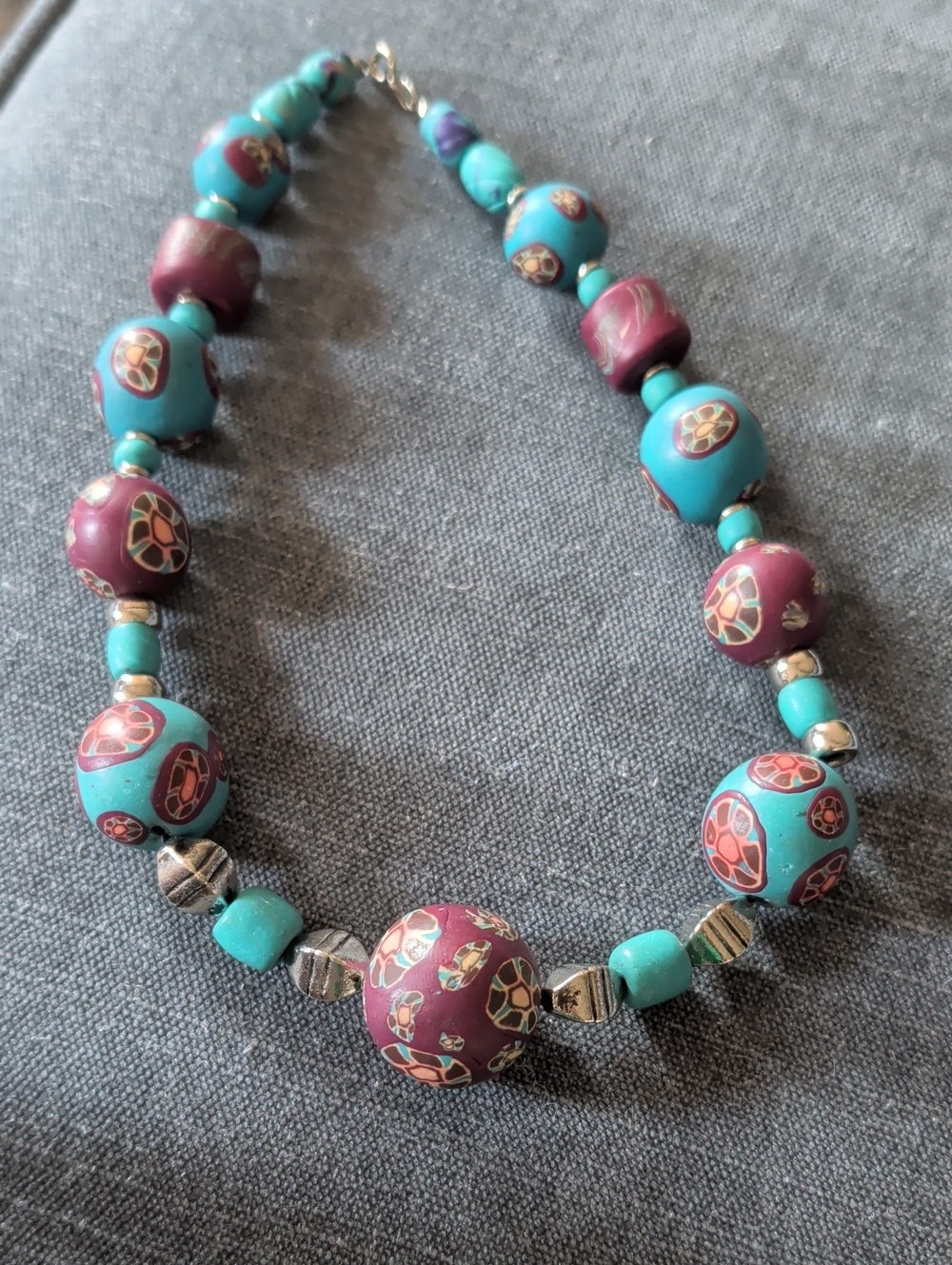 Turquoise & Plum Beaded Statement Necklace - Women Jewelry